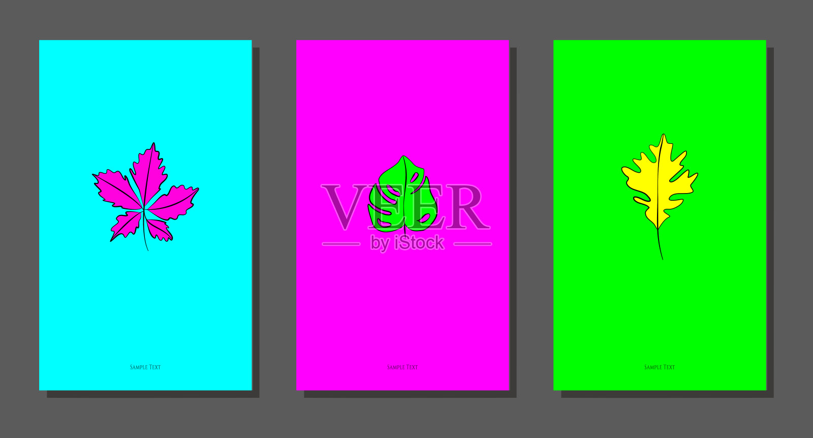 向量植物墙艺术,有叶。插画图片素材