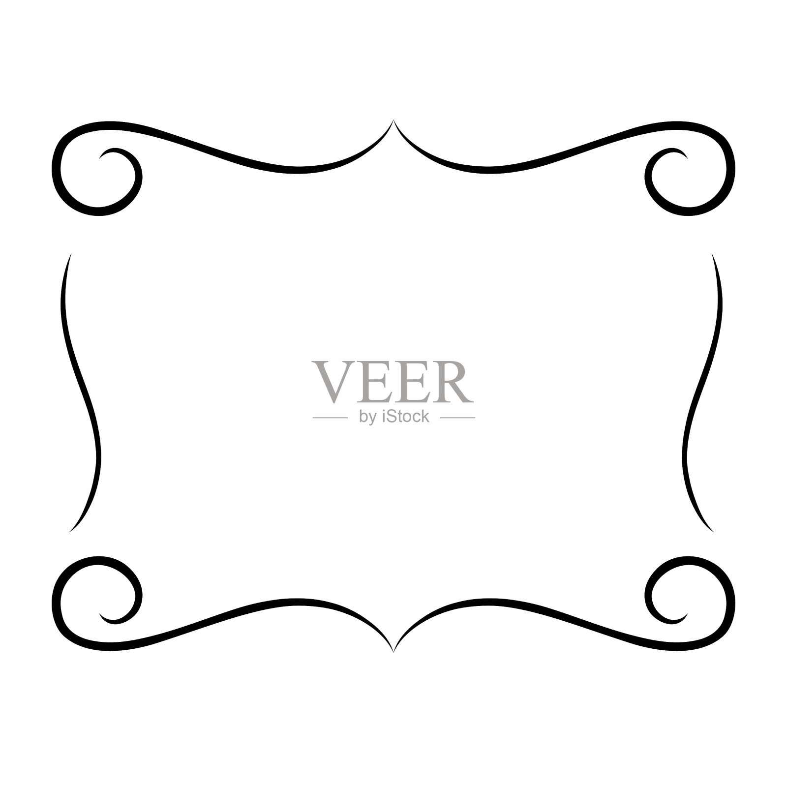 优雅的复古框架黑色轮廓与插画图片素材