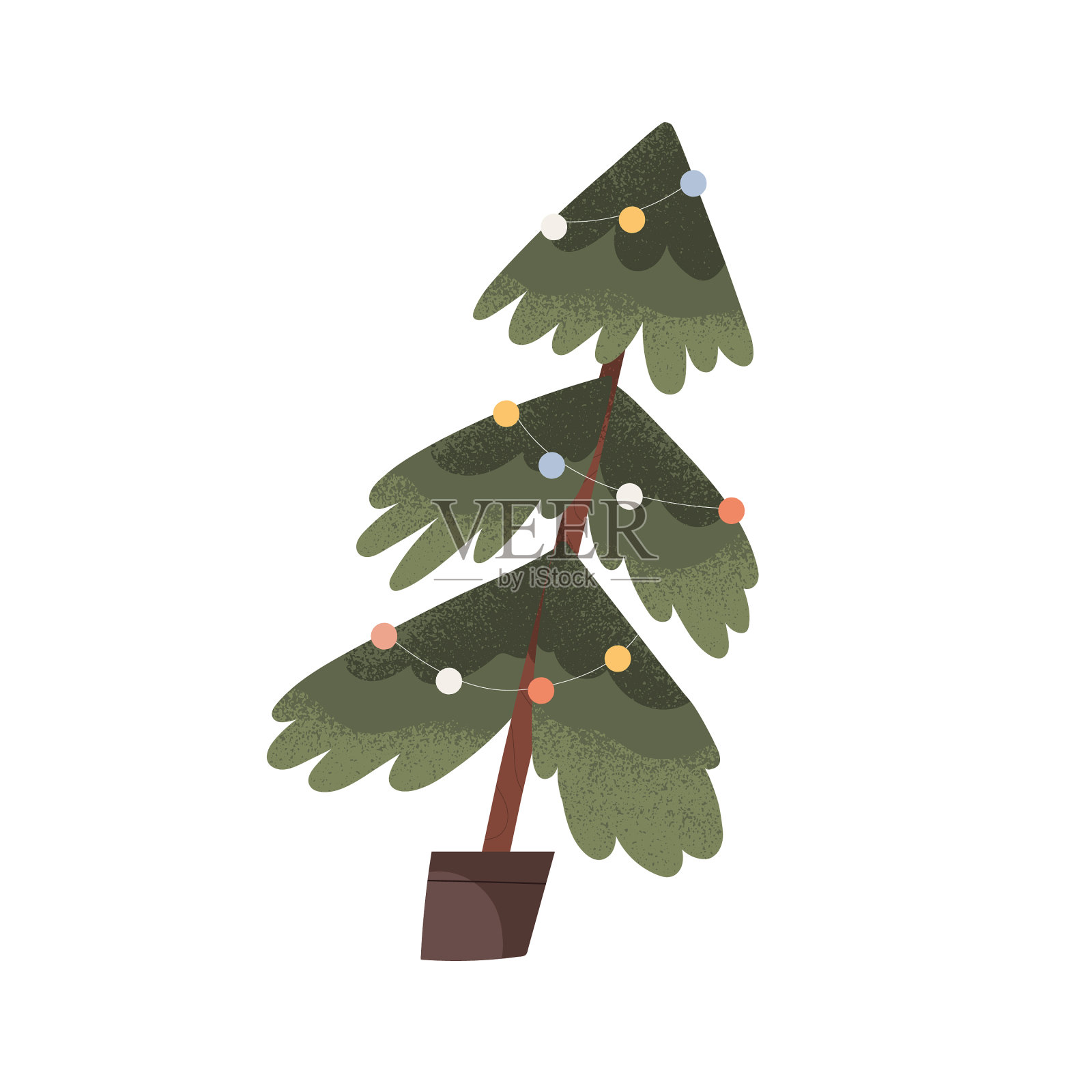 盆栽圣诞树圣诞树冷杉生长在花盆设计元素图片