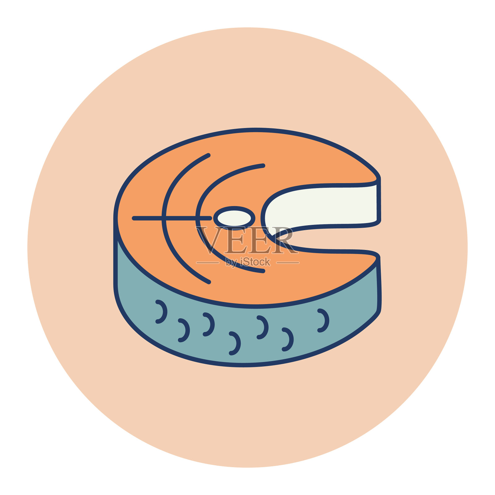 红鱼鲑鱼牛排扁平图标农场动物插画图片素材