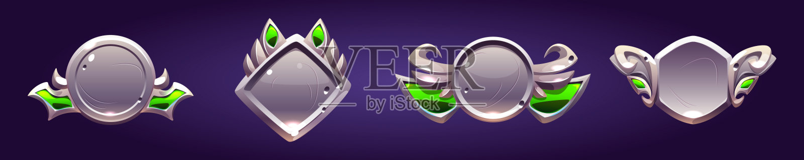 银奖徽章与幻想框架插画图片素材