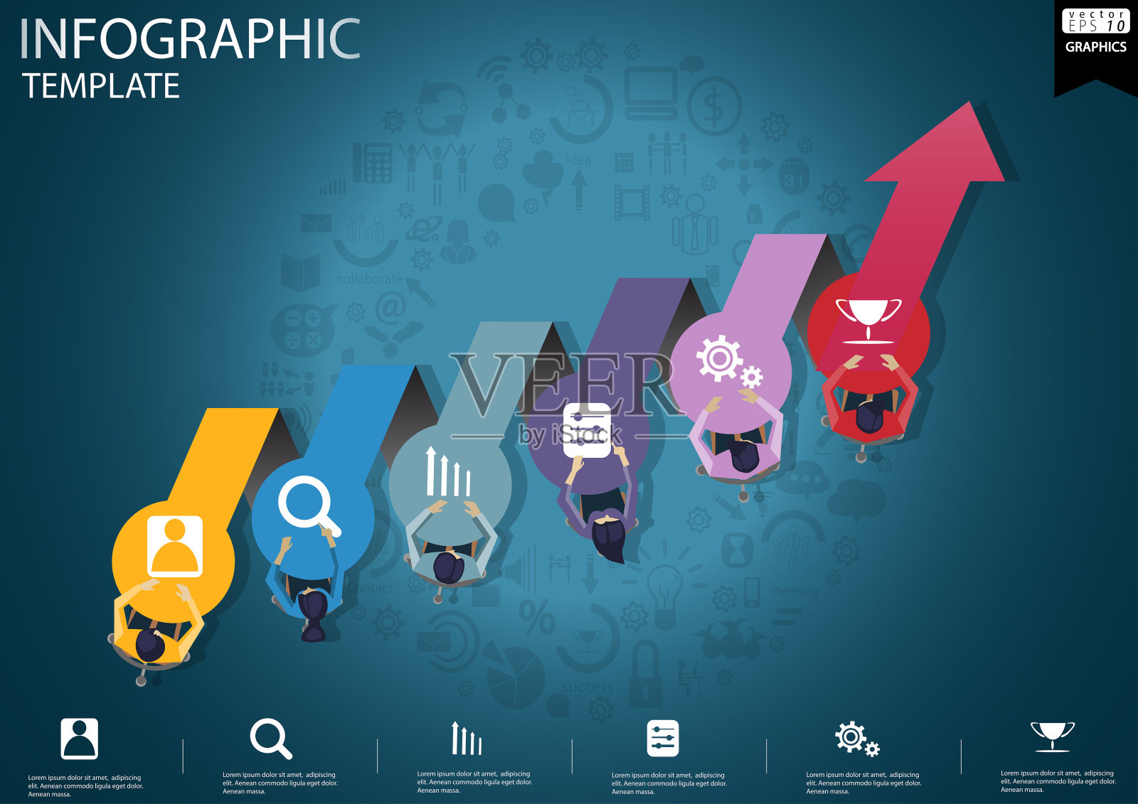 插画商业。设计现代理念和概念思考创意。为头脑风暴,社交网络,成功,计划,思考,搜索,分析,沟通,未来的想法创新技术。插画图片素材