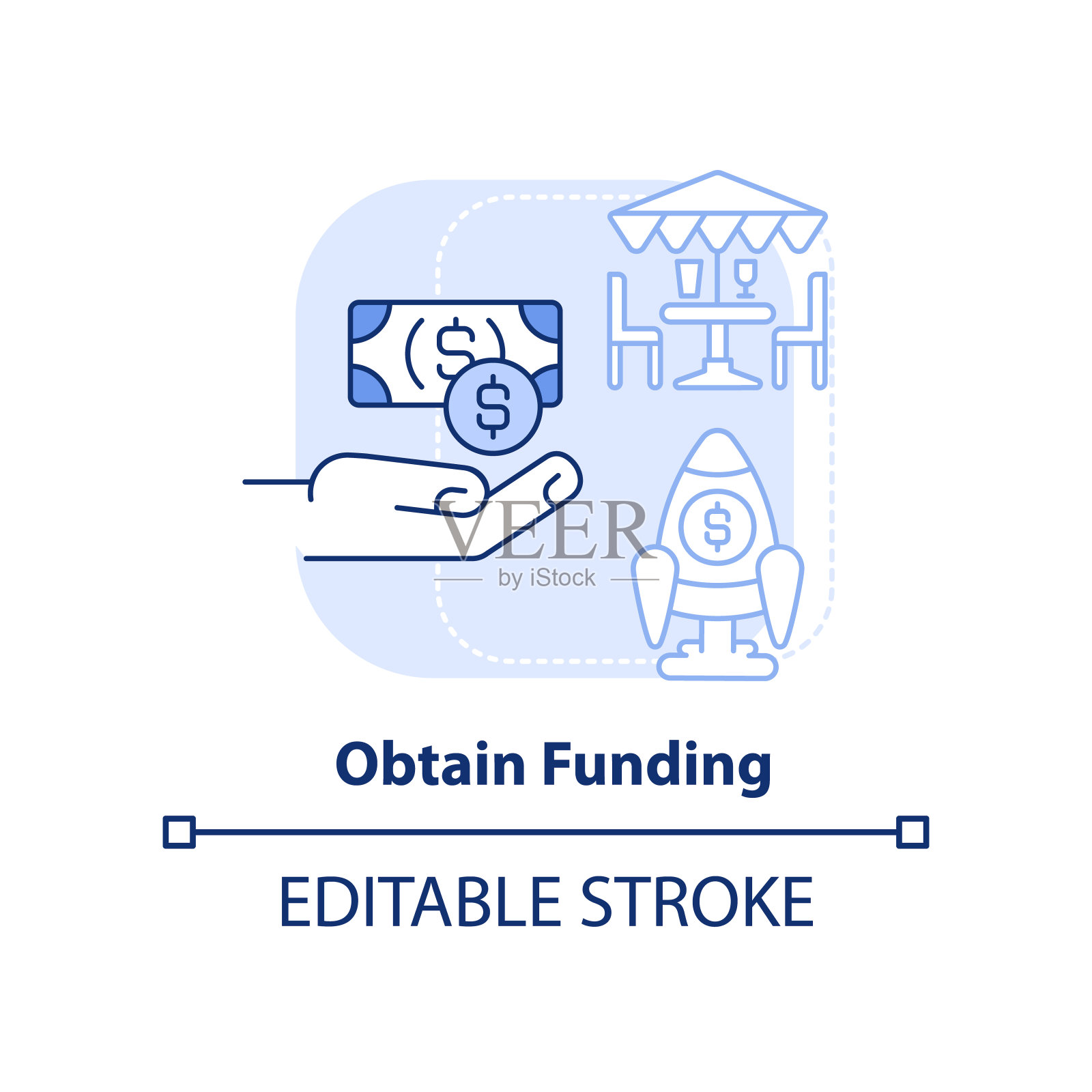 获得融资浅蓝色概念图标插画图片素材