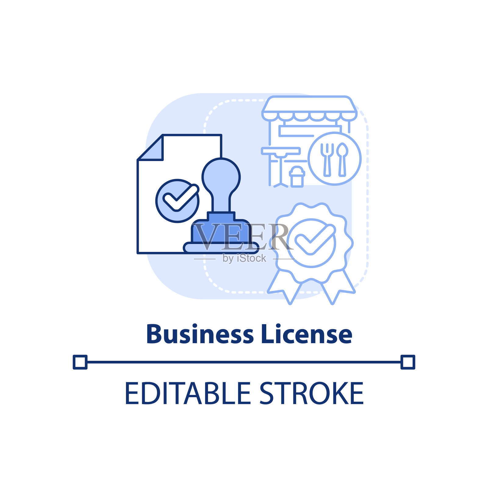 营业执照浅蓝色概念图标插画图片素材