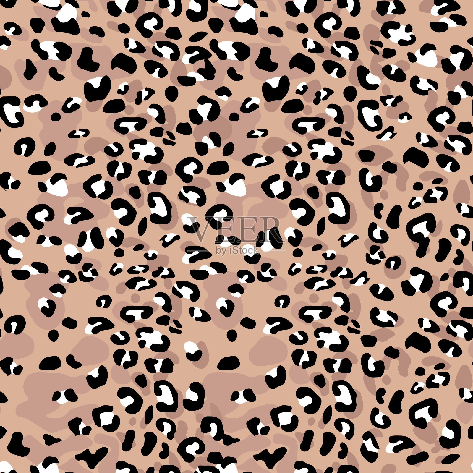 抽象现代豹无缝图案。动物的背景。颜色装饰矢量库存插图印刷,卡片,明信片,织物,纺织品。风格化皮肤的现代装饰插画图片素材