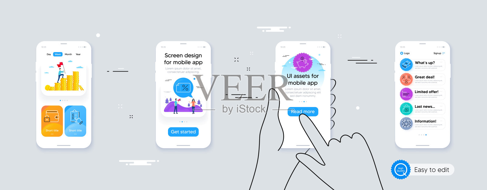 一套美元货币,清单和销售袋线图标。为设计。向量插画图片素材