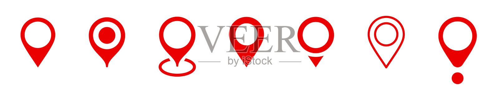 定位pin图标的集合。现代地图标记。位置标记图标。地图标记说明。目的地的象征。指针的标志。矢量图插画图片素材