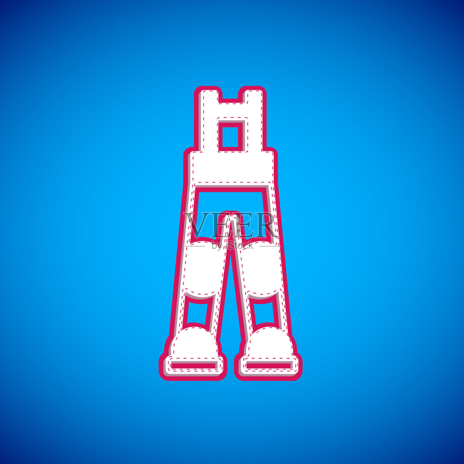 白色渔夫橡胶裤子图标孤立在蓝色上插画图片素材