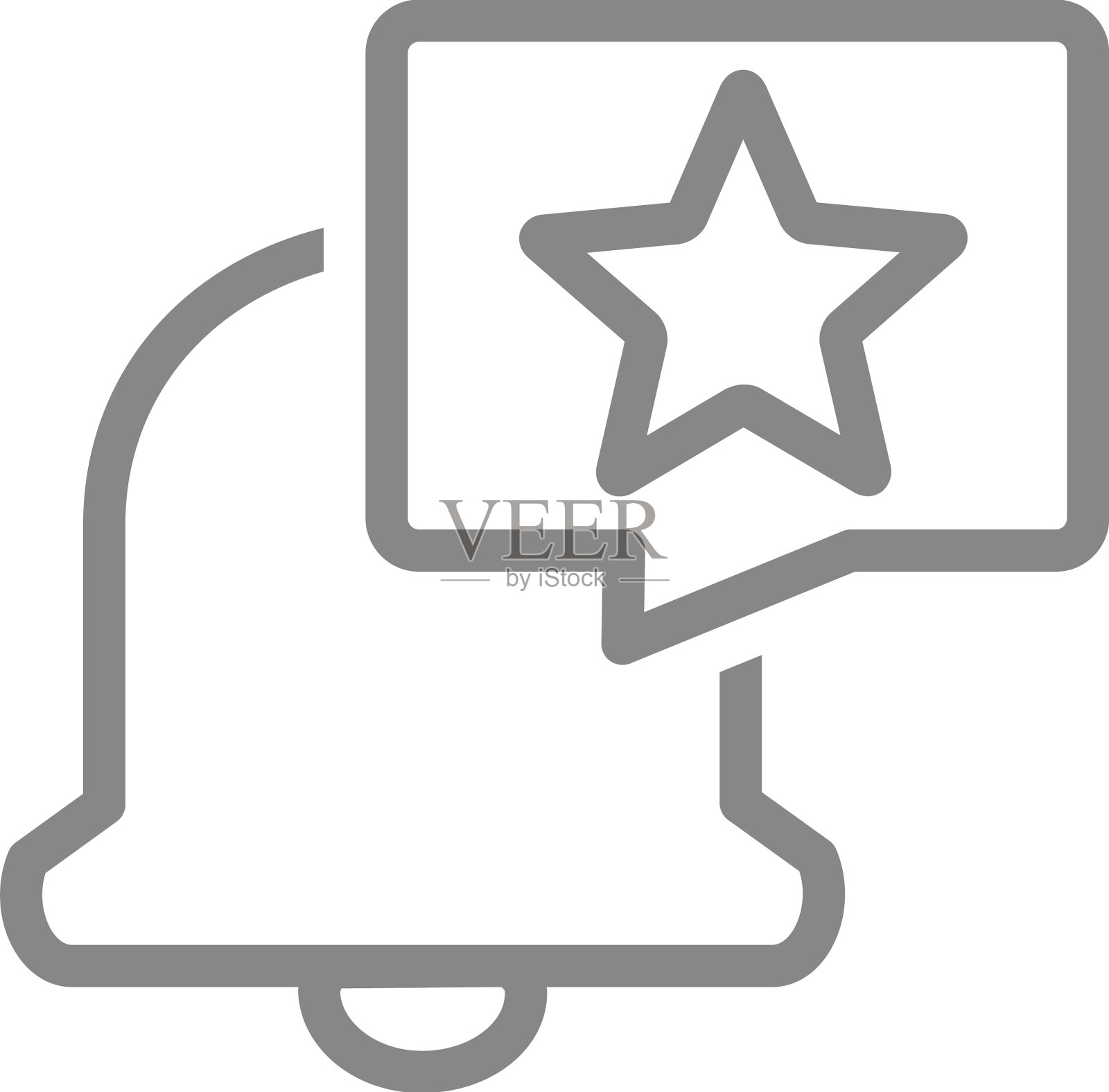 通知铃带星形语音气泡线图标素材