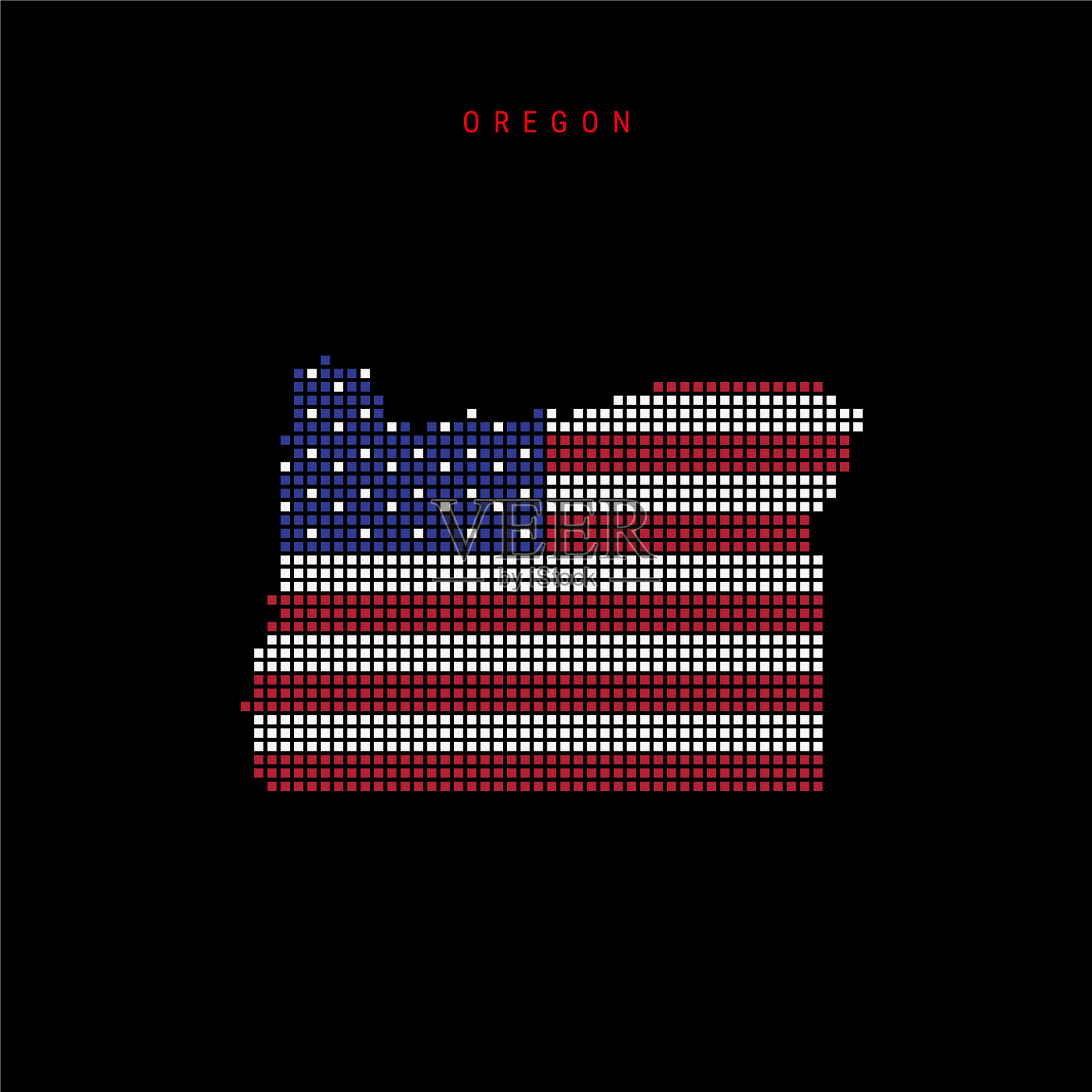方形点模式地图的俄勒冈点像素插画图片素材