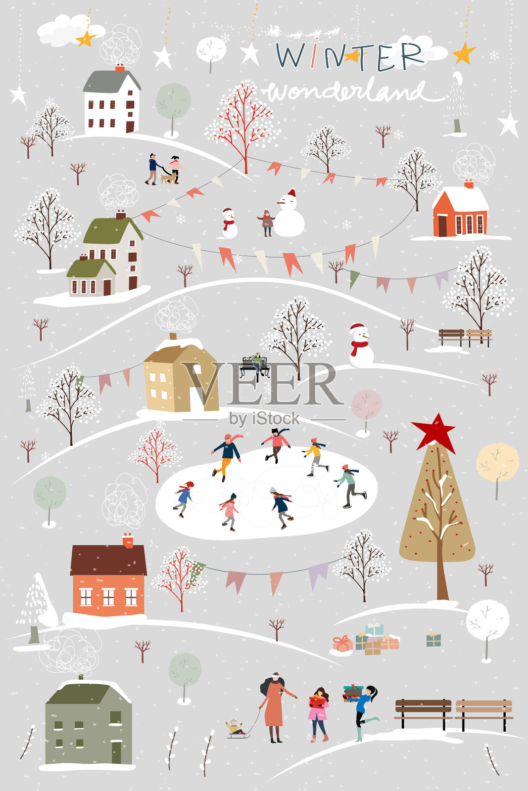 冬季仙境景观背景用插画图片素材