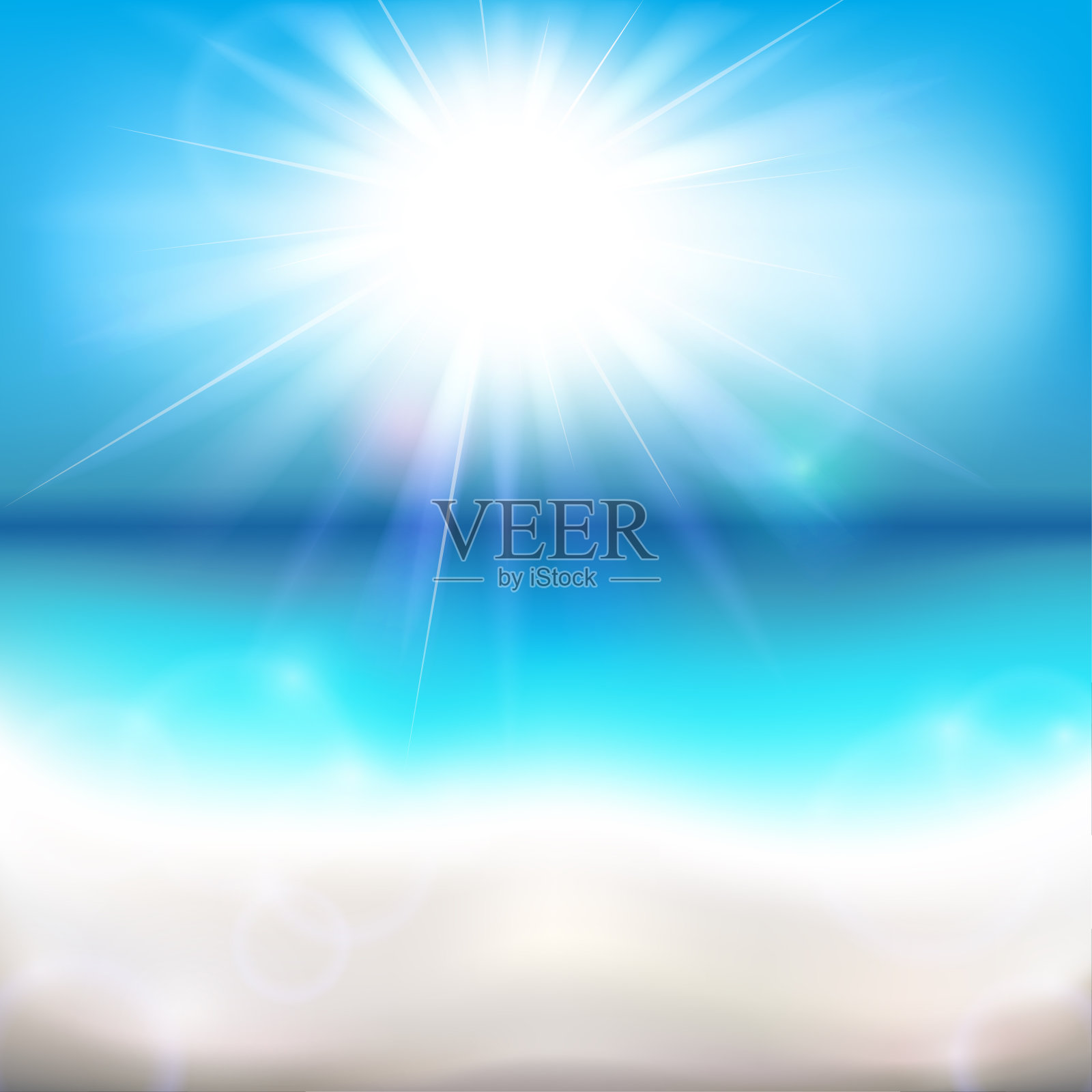 阳光照耀在海洋上插画图片素材