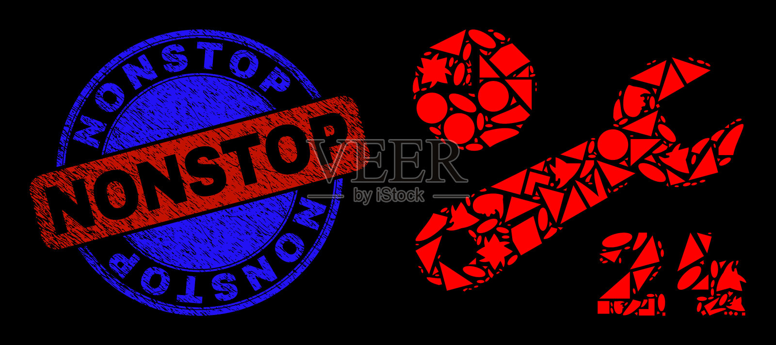 双色刻印不间断和几何形状插画图片素材