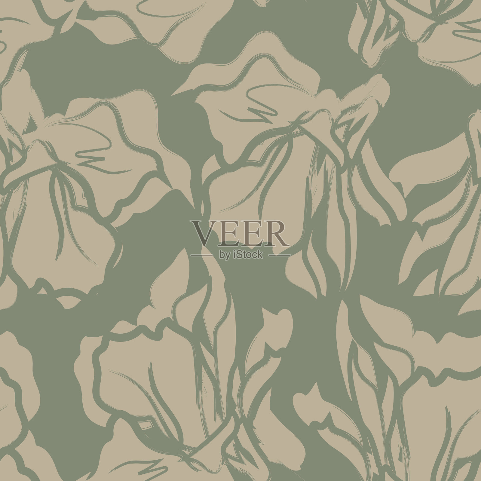 花卉笔触无缝图案背景插画图片素材