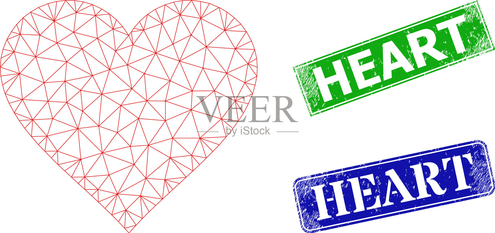 遇险心印和三角网心插画图片素材