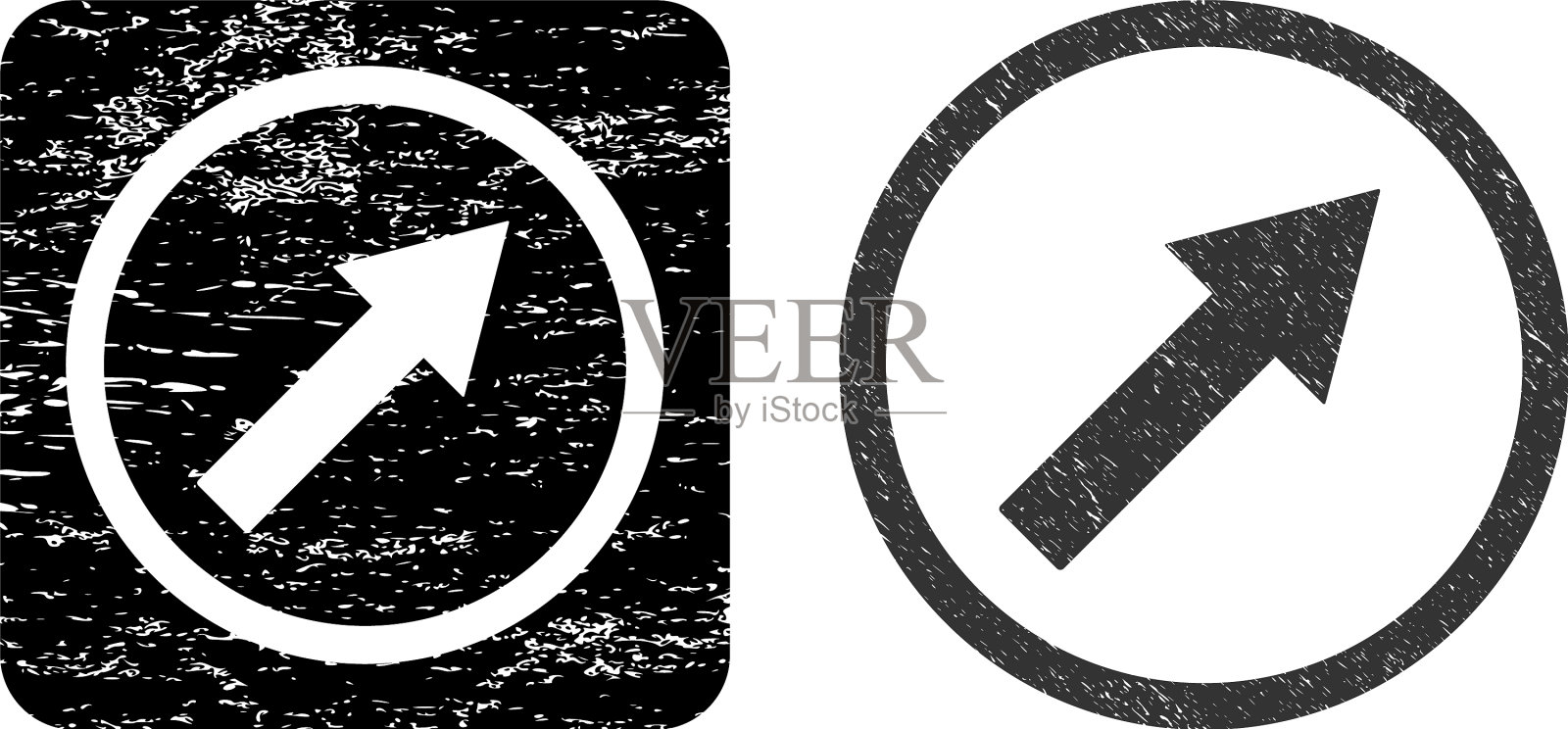 划上右圆箭头孔水印图标素材
