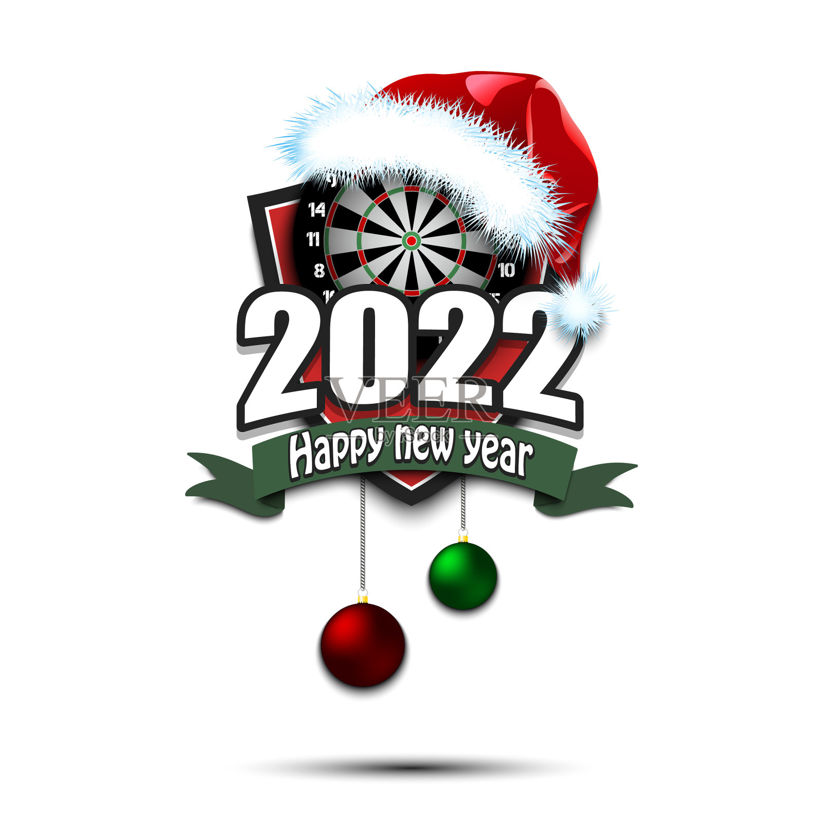 2022年新年快乐,飞镖插画图片素材