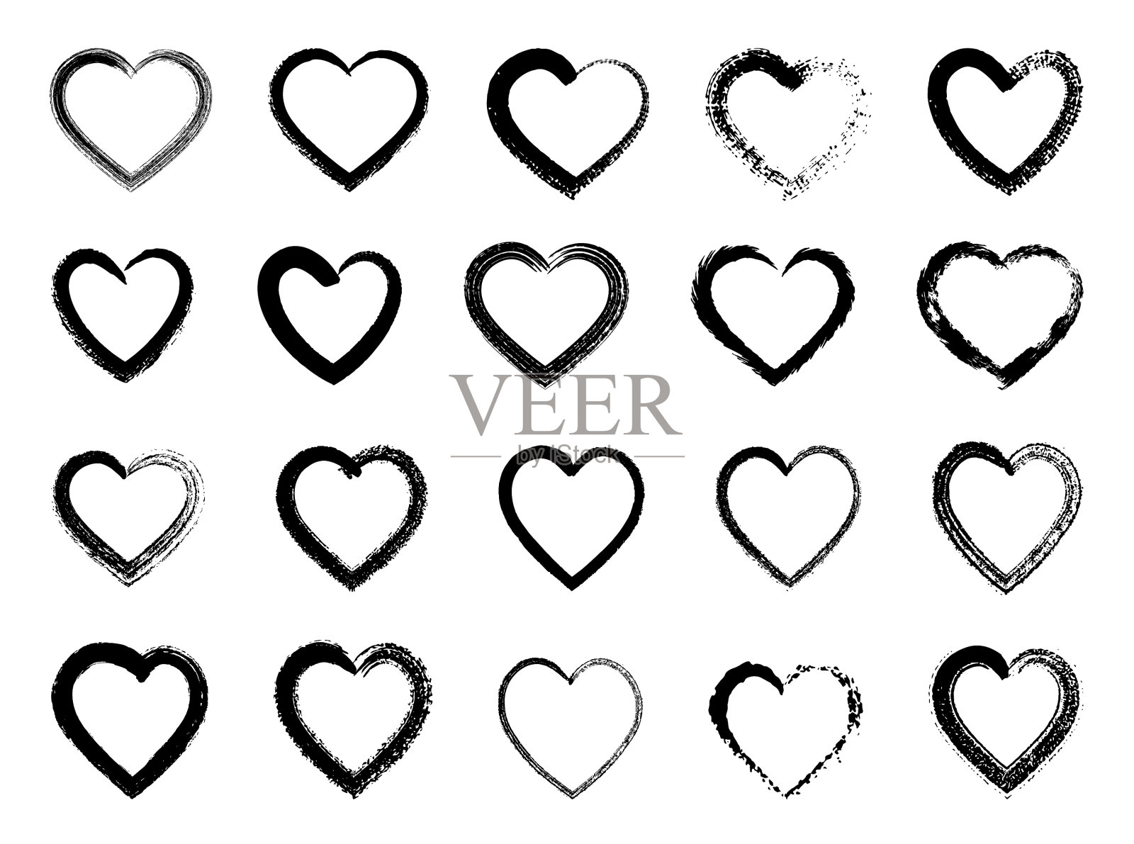 手绘心的轮廓集图标素材