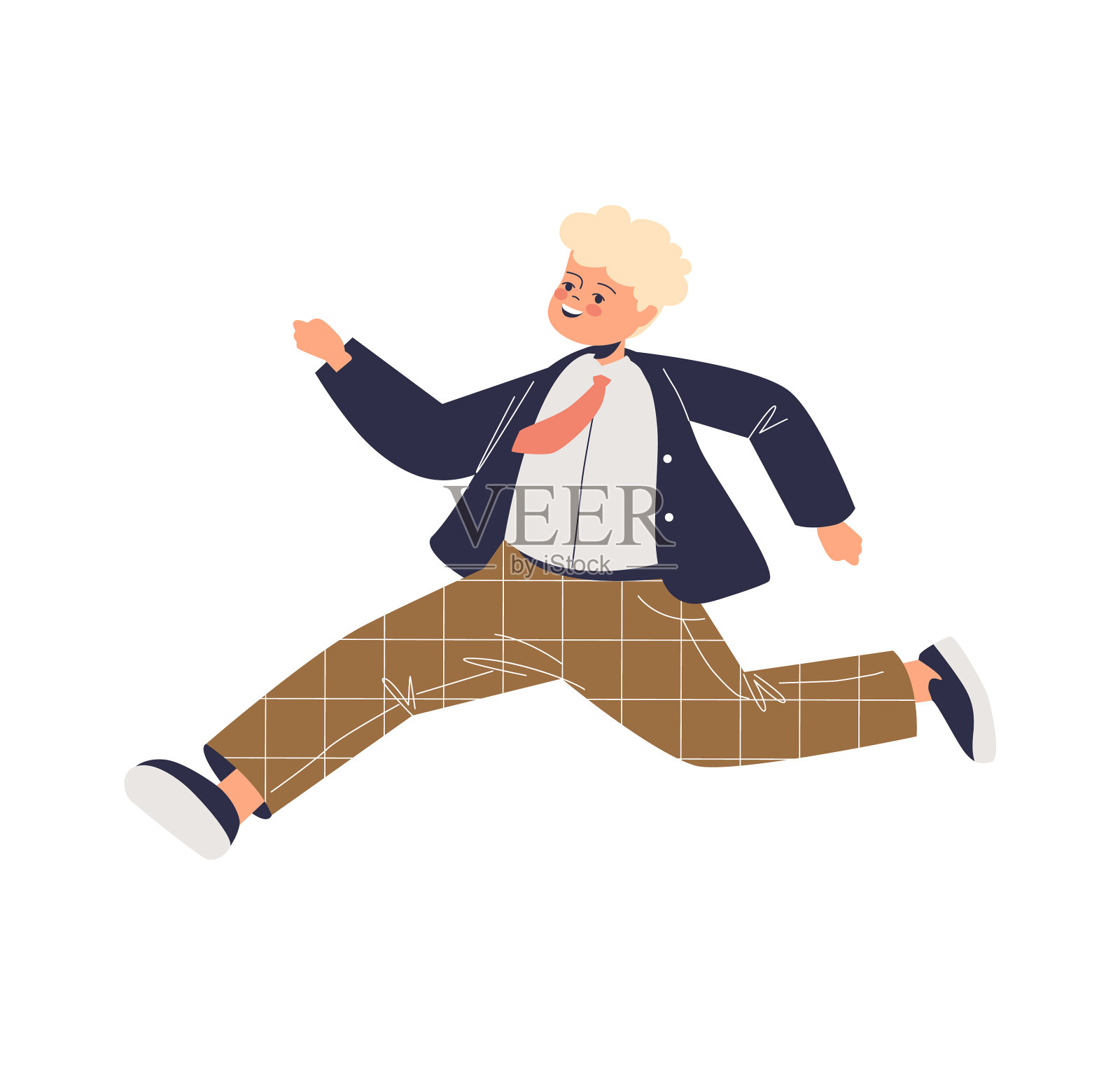 兴奋的小男孩孩子欢快地跳了起来设计元素图片