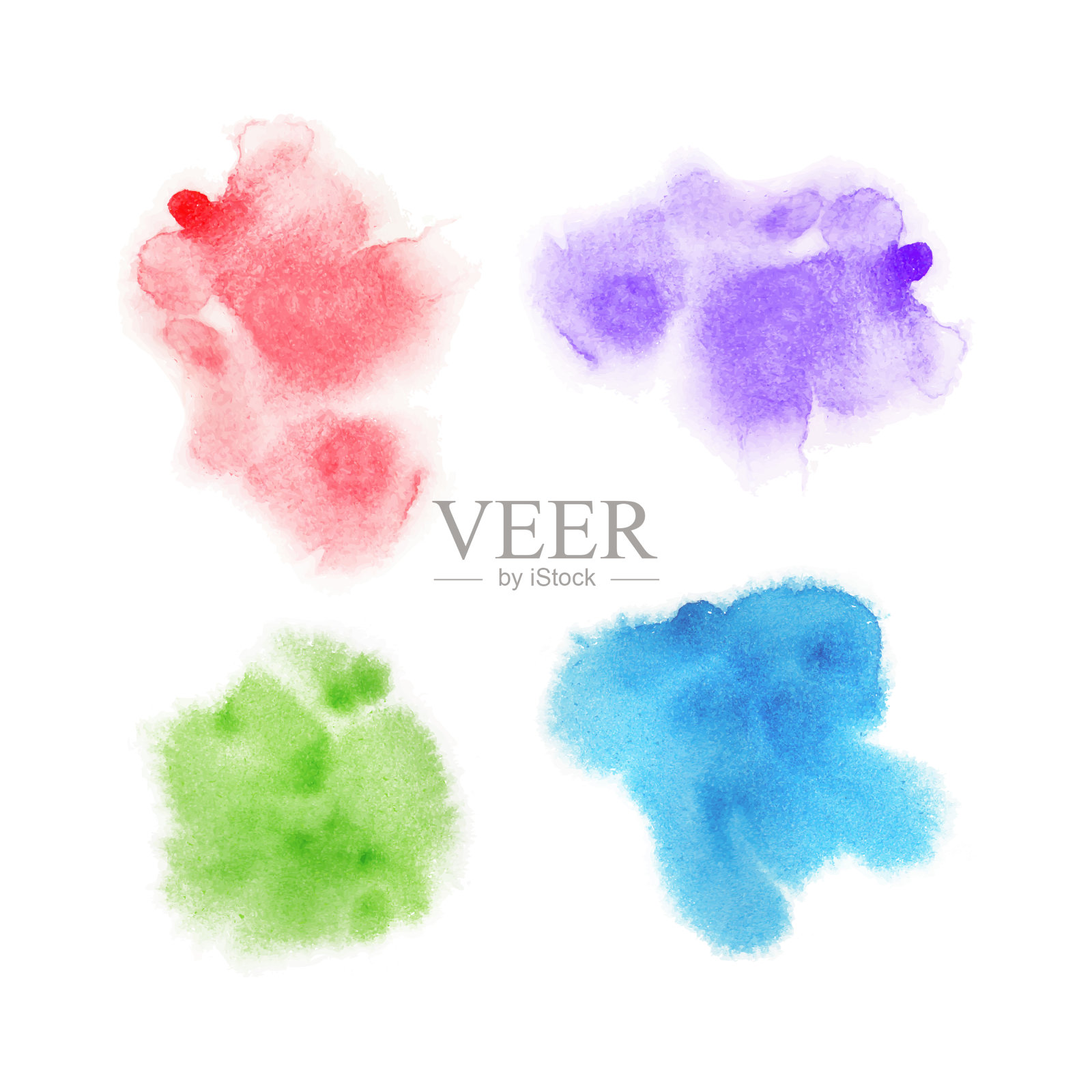 彩色水彩飞溅在白色背景插画图片素材