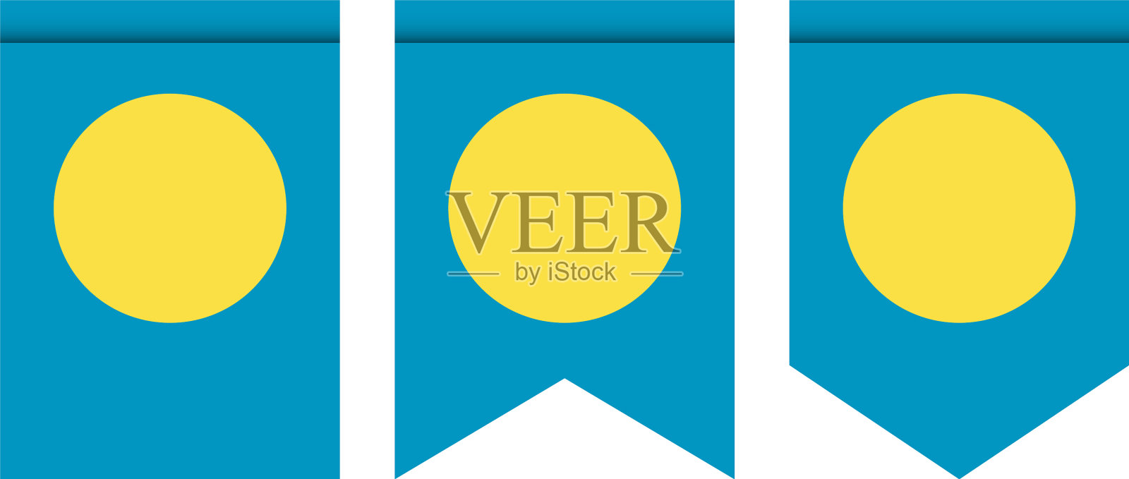 帕劳旗或三角旗孤立在白色上插画图片素材