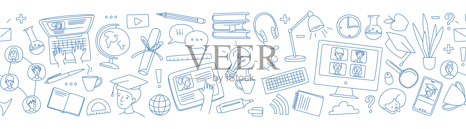 在线学习电子学习视频通话聊天设计元素图片