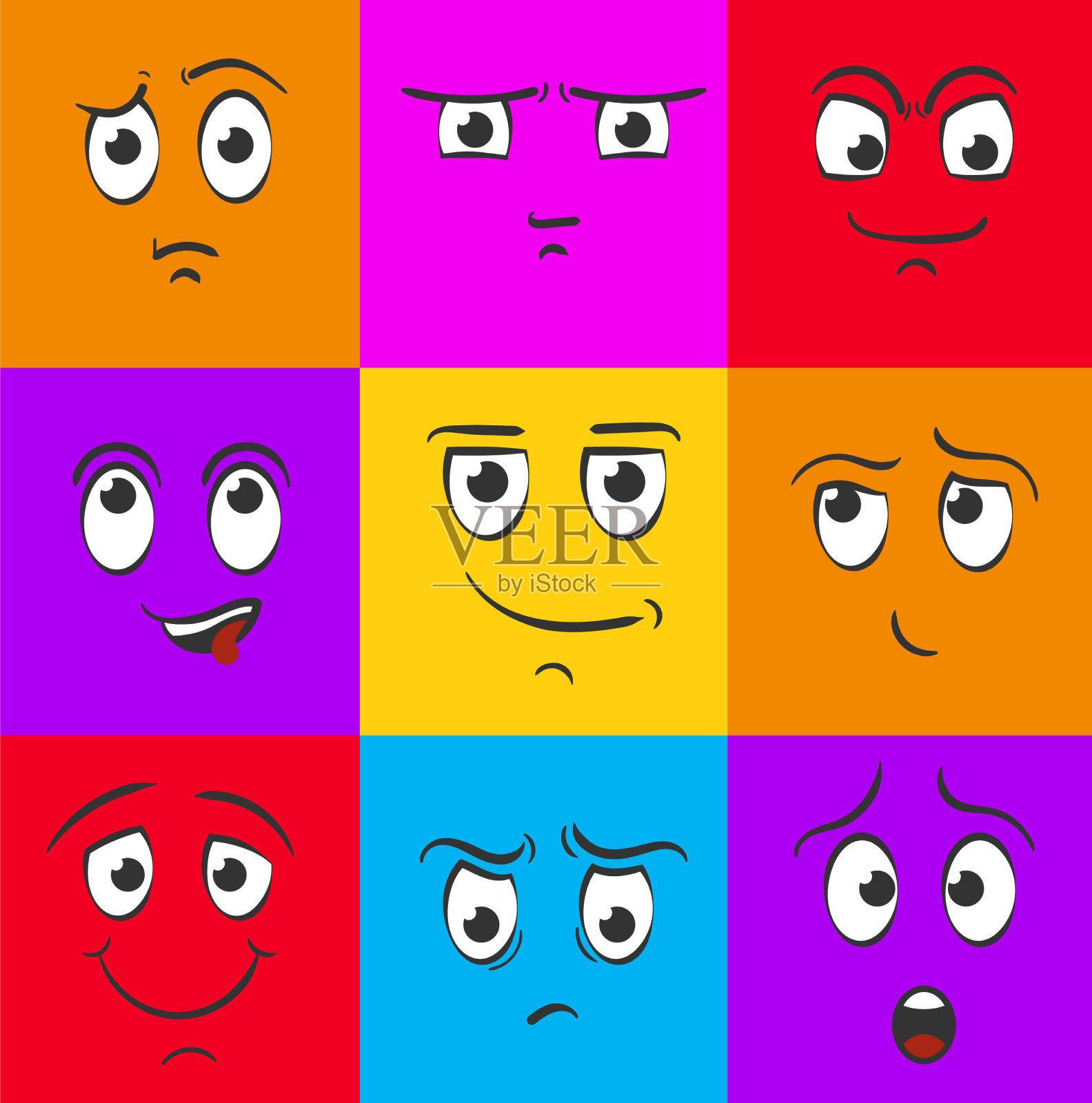 面部表情情绪手绘涂鸦风格插画图片素材