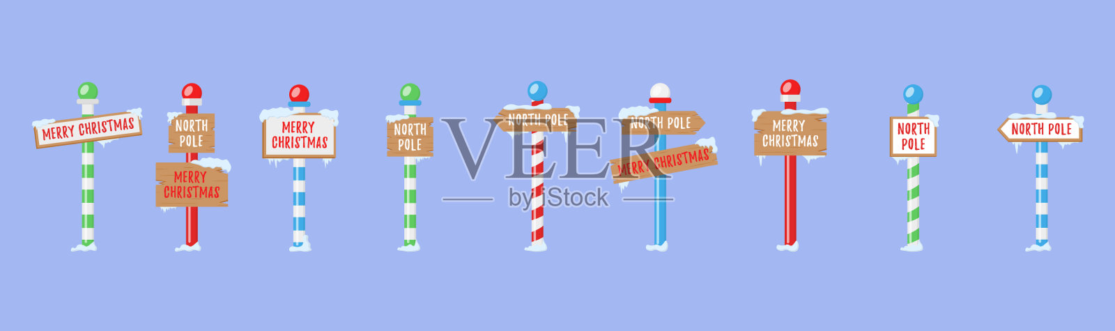 北极的冬季节日圣诞标志插画图片素材