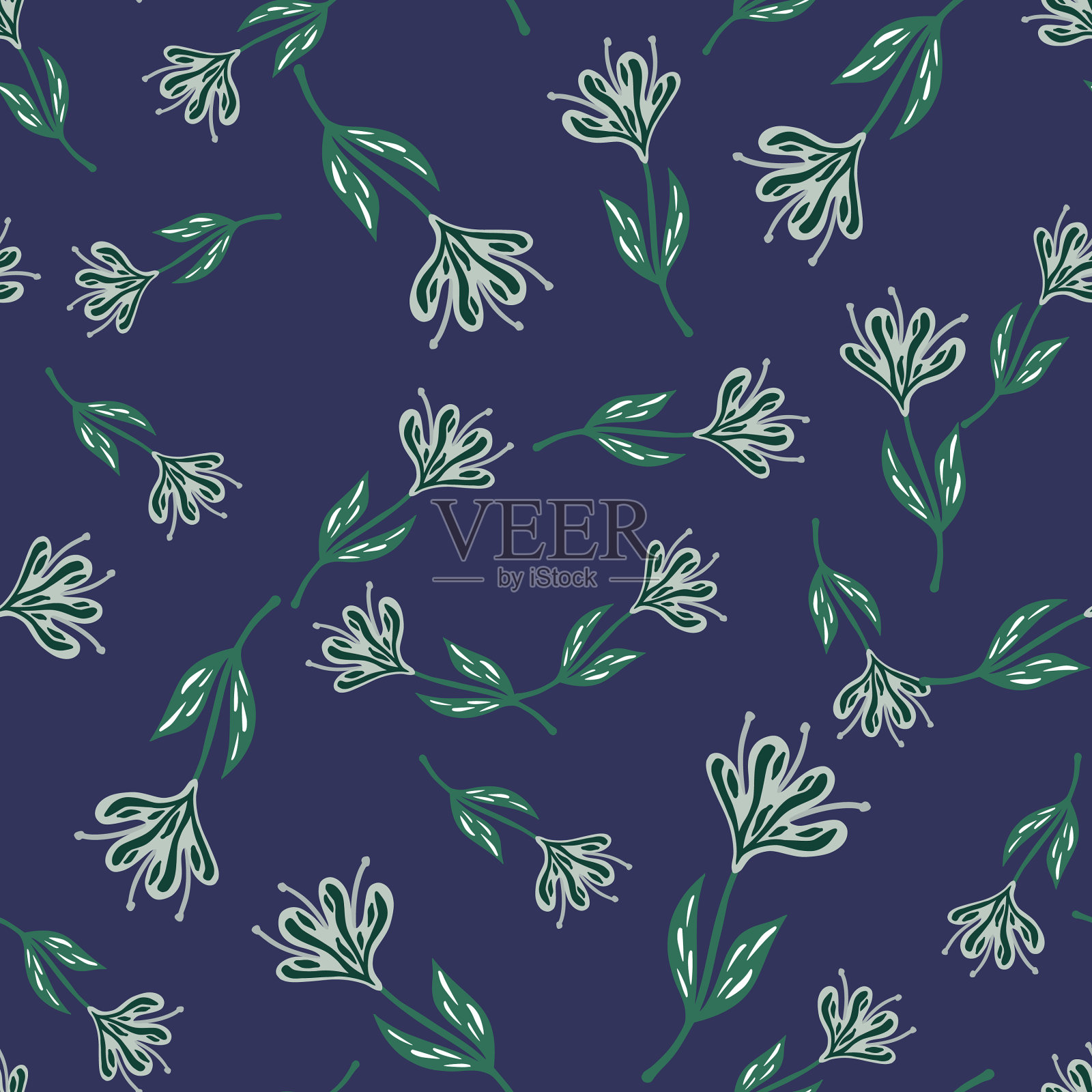 花可爱无缝图案手绘领域插画图片素材