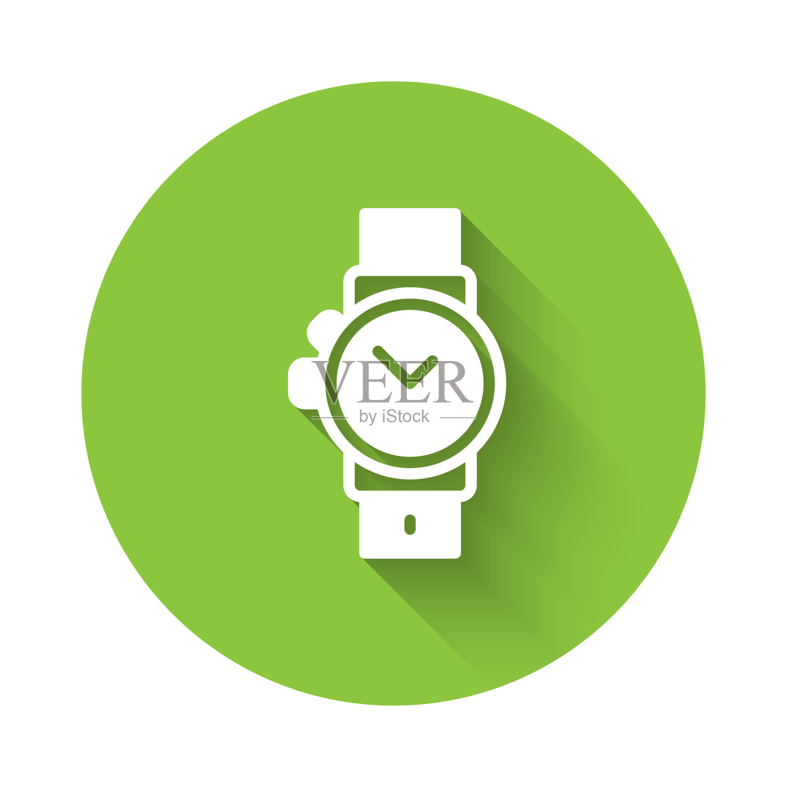 白色腕表图标与长阴影隔离插画图片素材