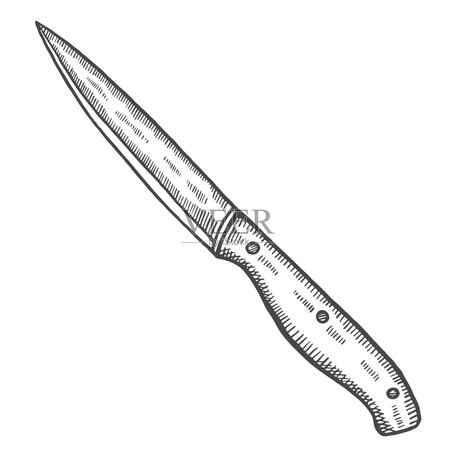 厨房雕刻刀孤立涂鸦手绘草图与轮廓风格设计元素图片