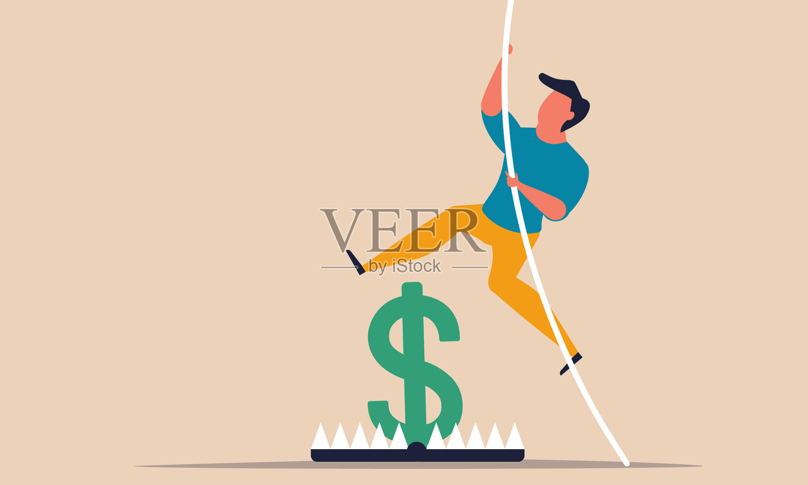 商人撑杆跳和商业生涯插画图片素材