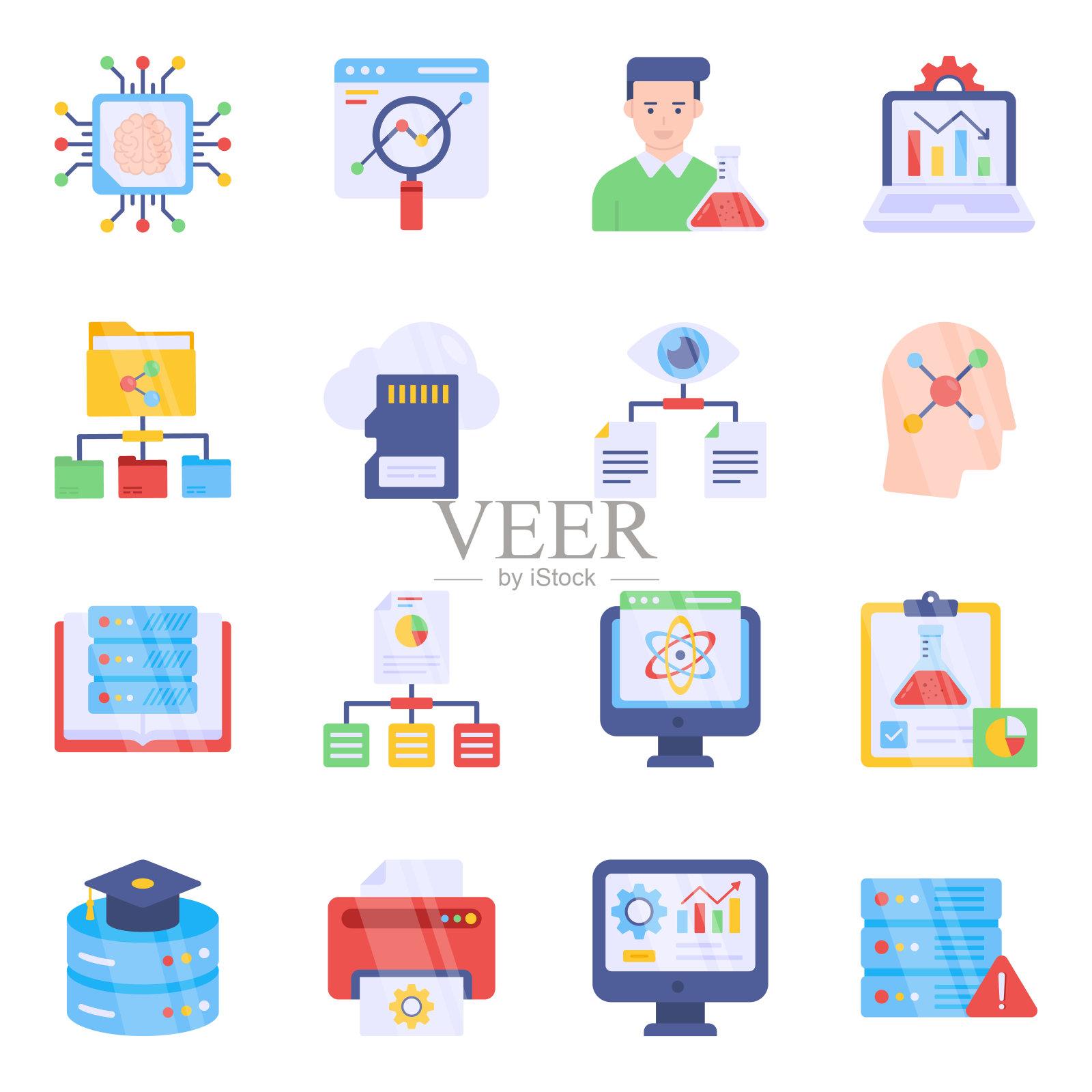 数据与网络扁平图标包图标素材