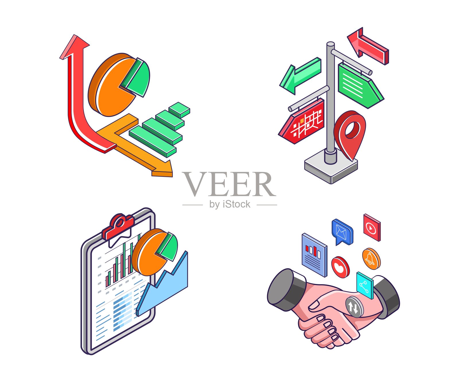 营销投资商务合作图标套装图标素材