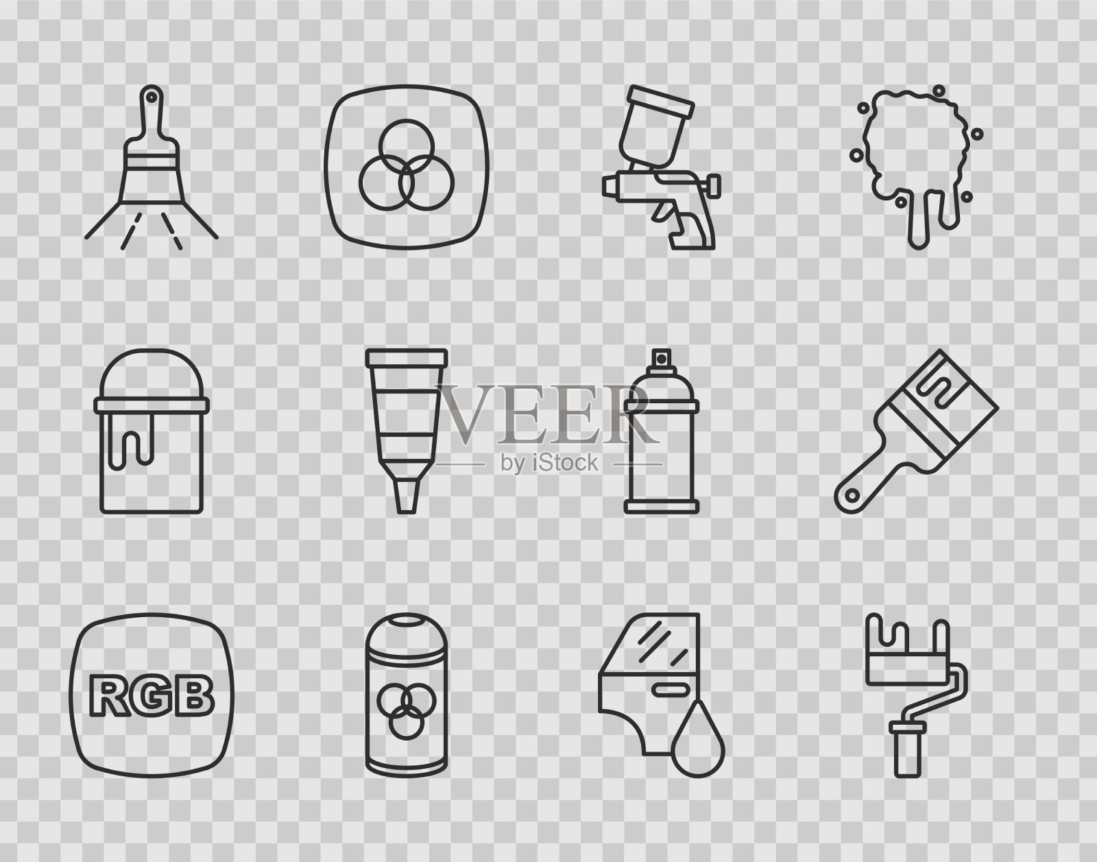 设置线RGB涂料辊刷喷枪即可图标素材