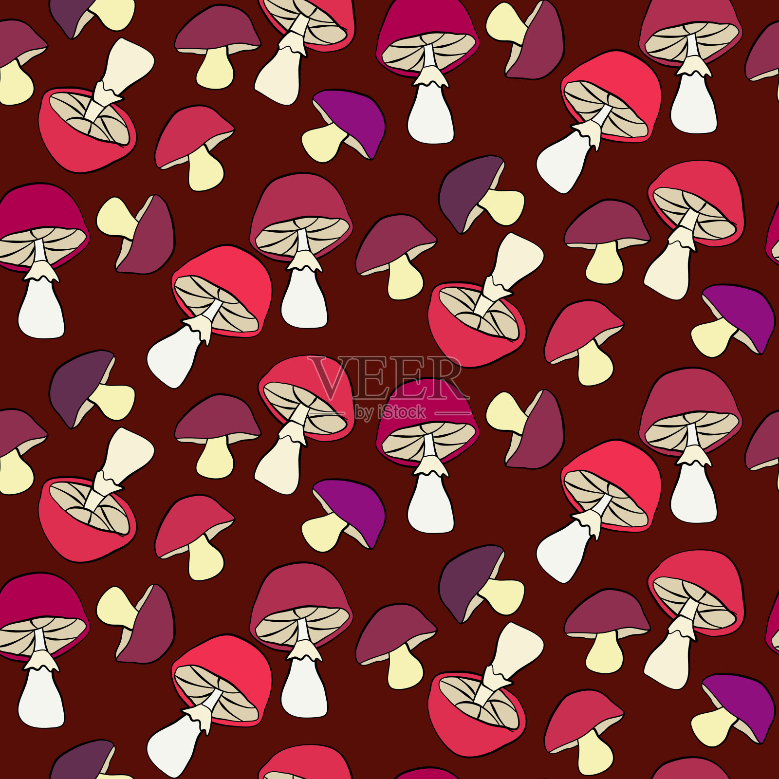 蘑菇无缝模式插画图片素材