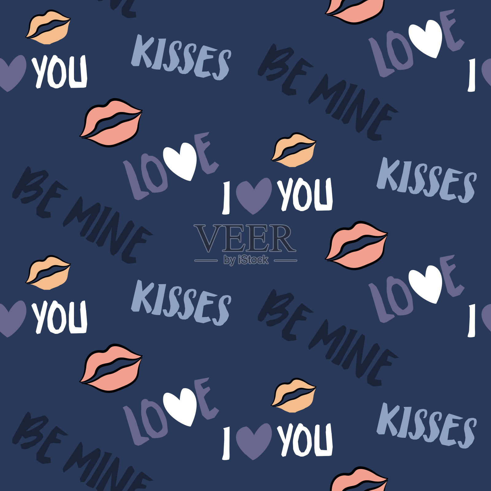 矢量爱情符号图案,配以时尚的心字插画图片素材