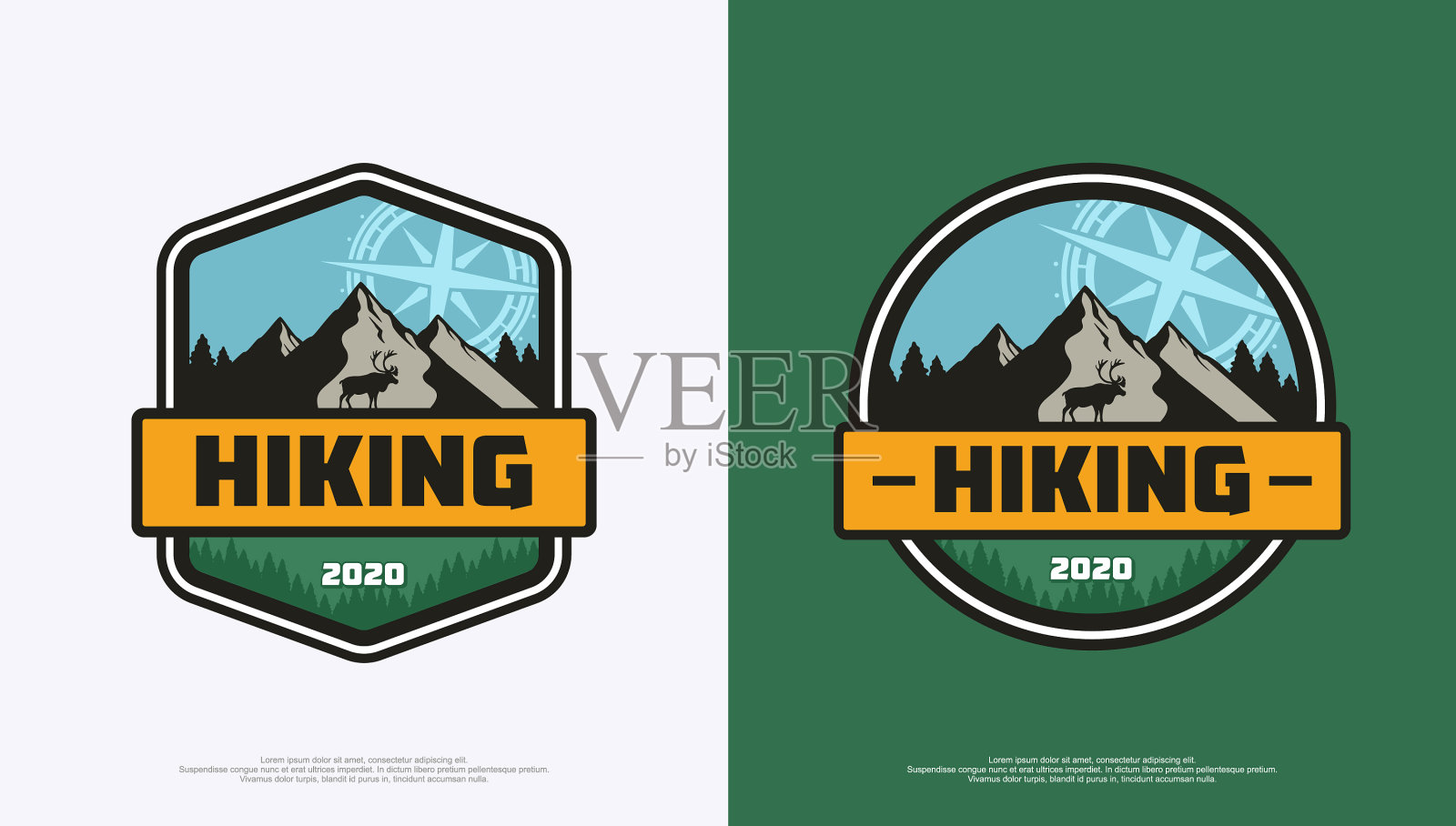 标志为自然爱好者与指南针和插画图片素材