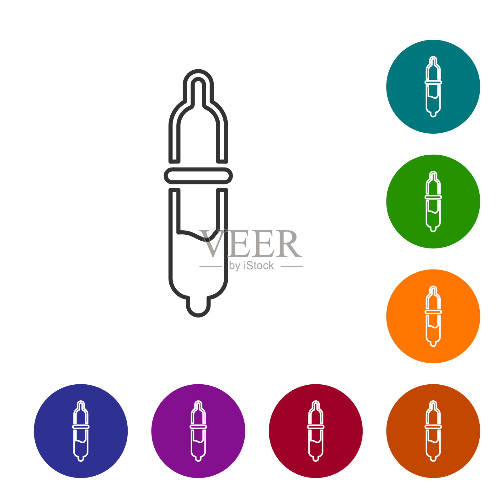 白色上孤立的黑线移液器图标图标素材