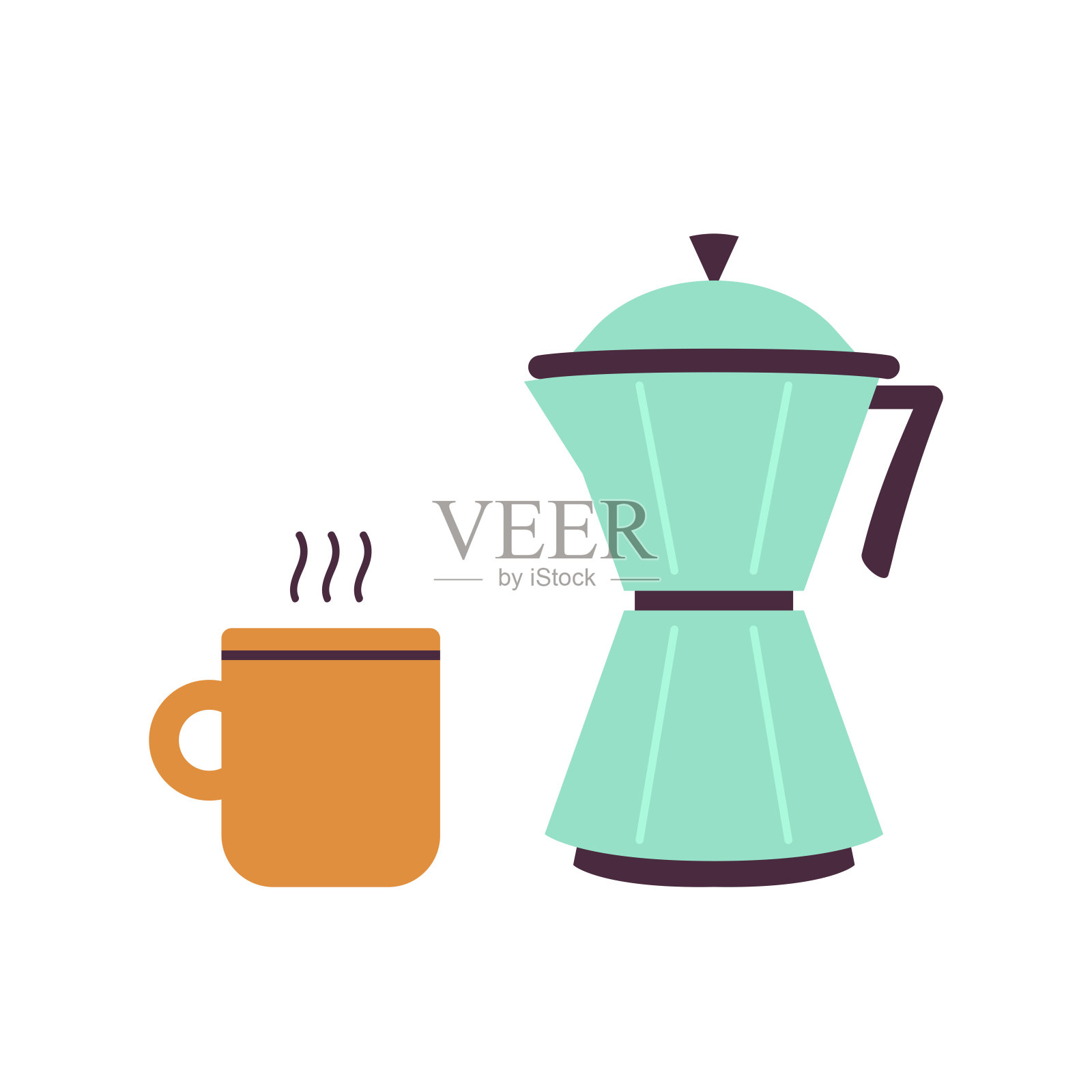 美式咖啡咖啡向量。白色背景的咖啡杯和咖啡杯。插画图片素材