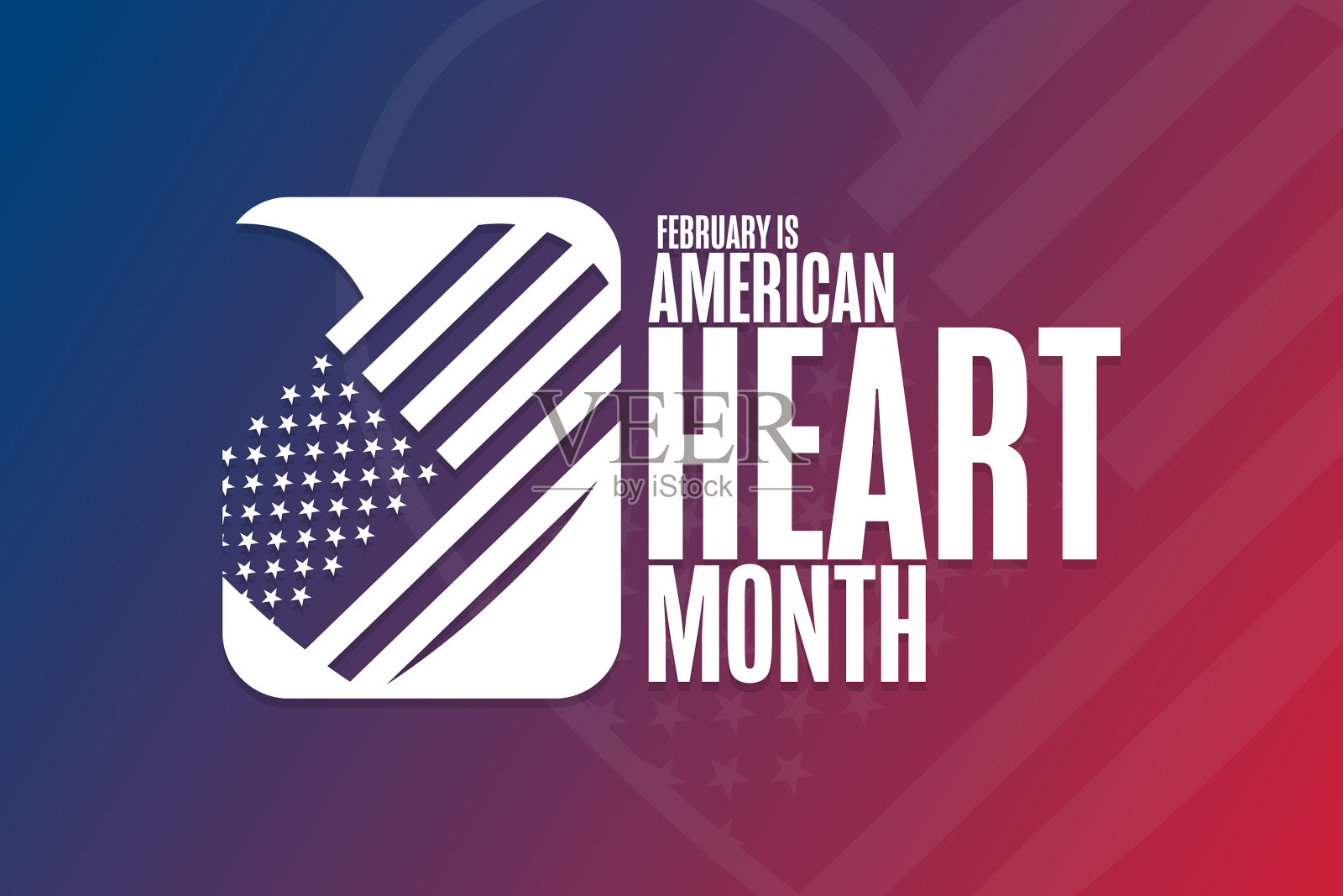 二月是美国人心中的节日概念插画图片素材