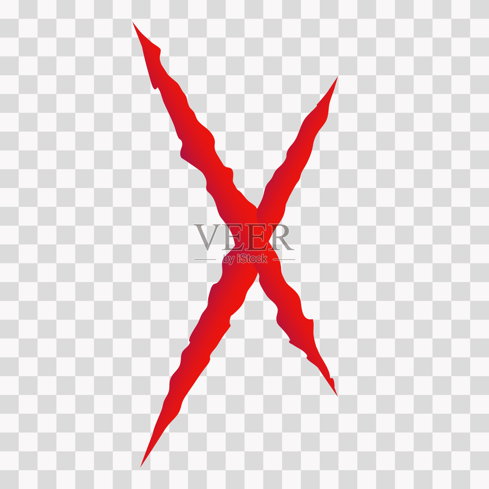 猫抓伤。红色的动物爪印。怪物或恐龙攻击斜杠在透明的背景。矢量图设计元素图片