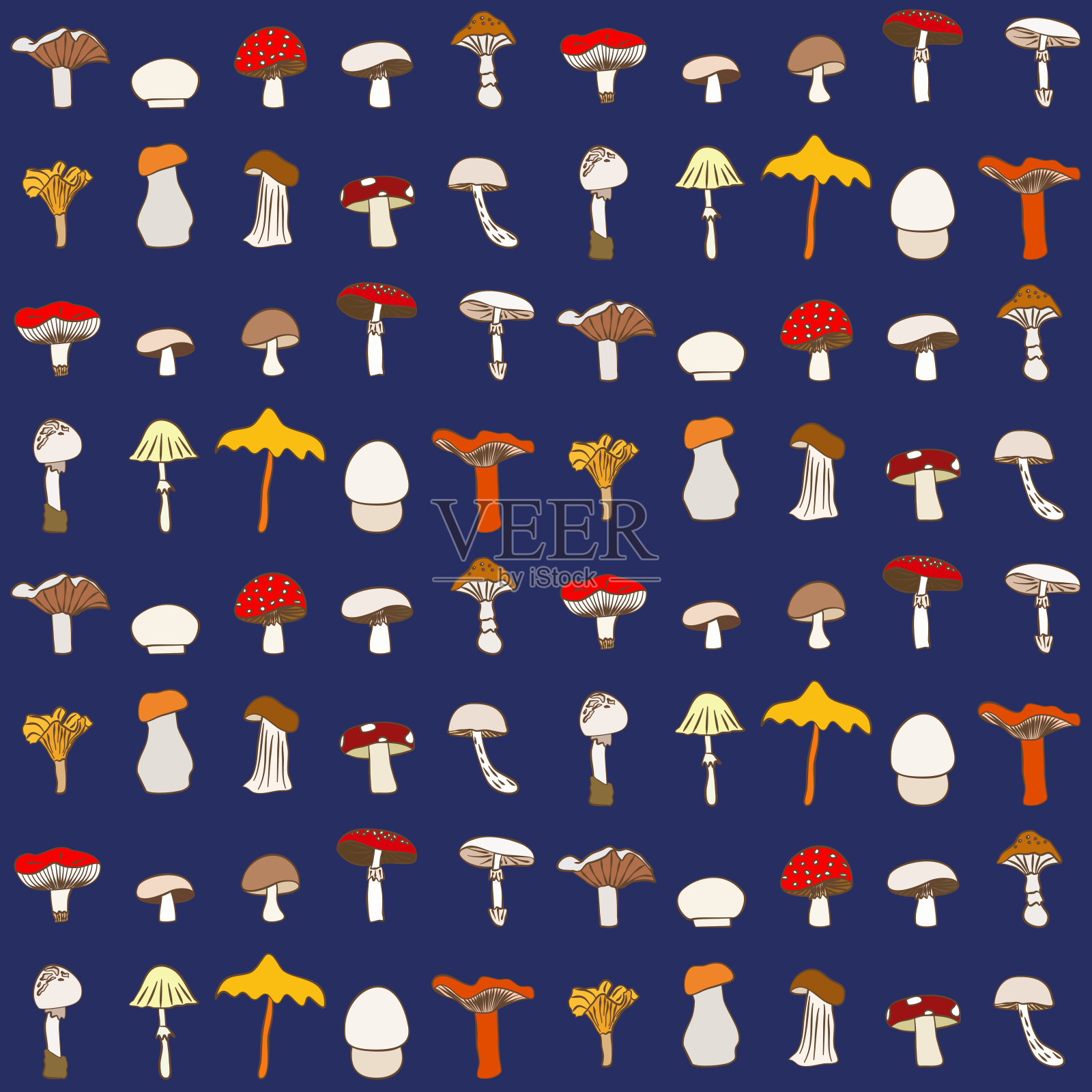 蘑菇无缝模式插画图片素材