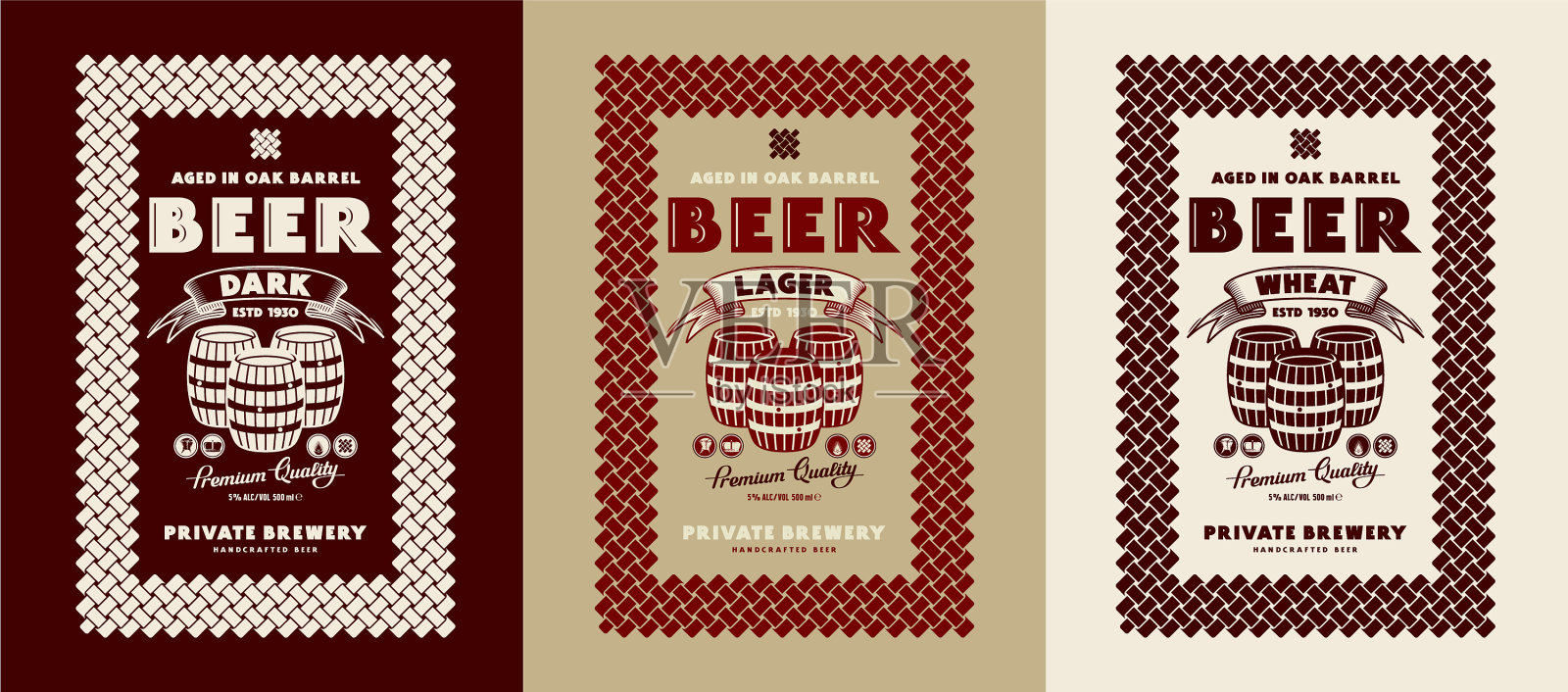 精酿啤酒装饰标签模板一套插画图片素材