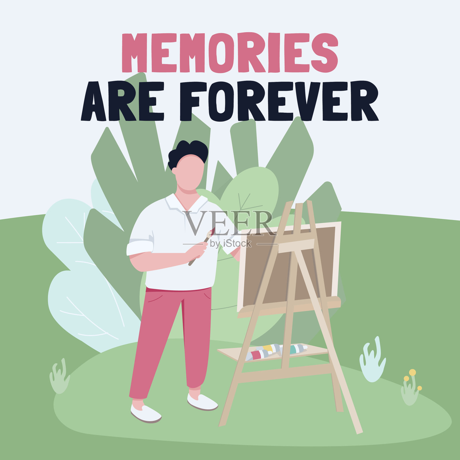 Plein air painting社交媒体上发布的模型插画图片素材