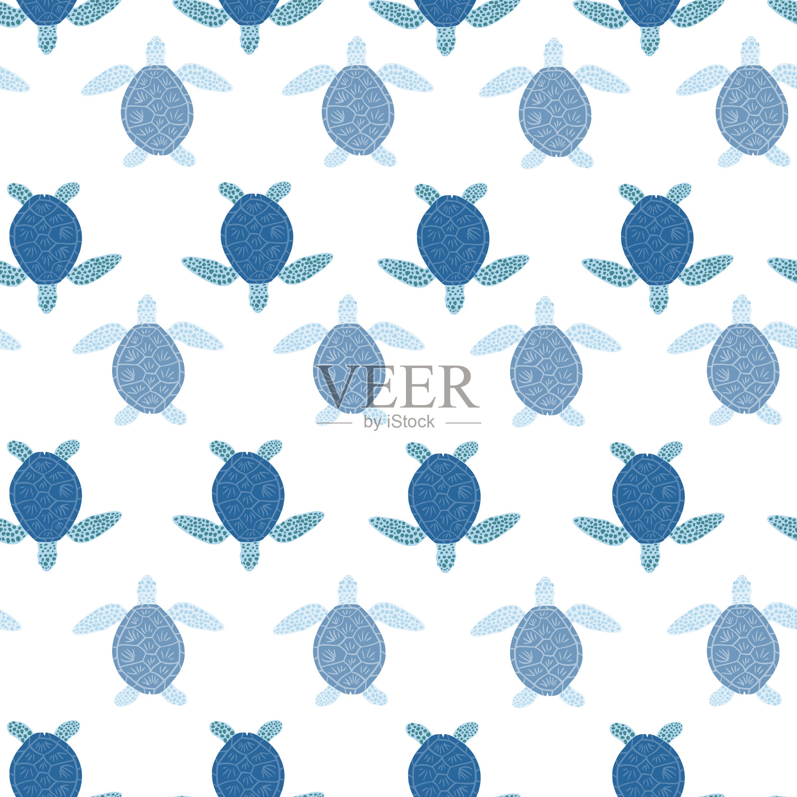 无缝图案海龟可爱的海龟插画图片素材