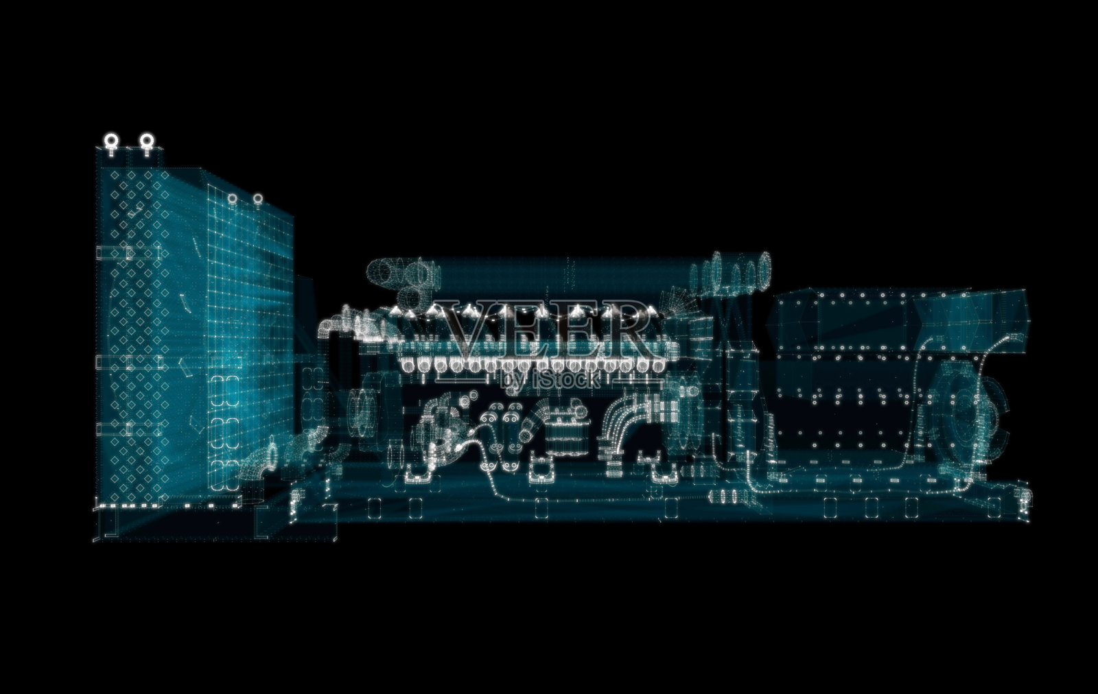 全息图大型工业柴油发电机。能源的概念照片摄影图片