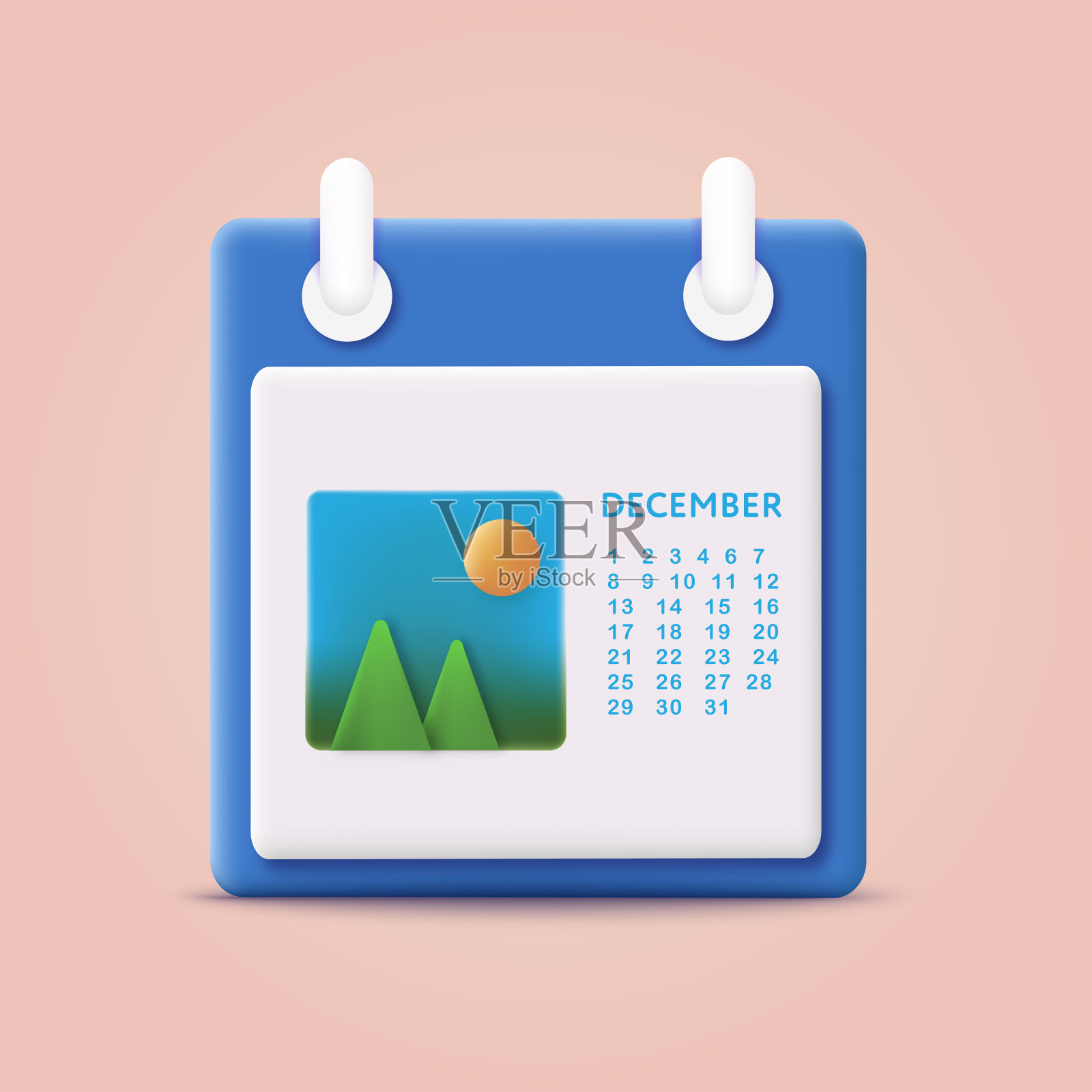 3d日历分配图标。向量插画图片素材