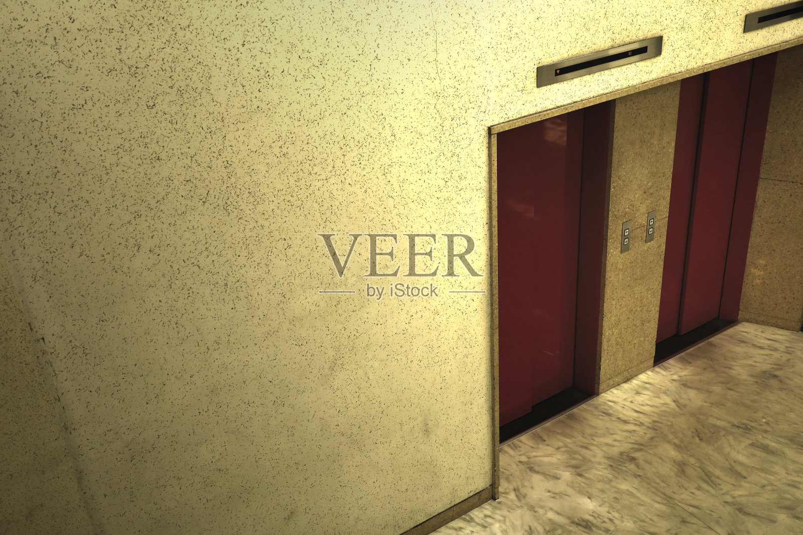 旧建筑地下室,昏暗的电梯大堂,复古的氛围照片摄影图片