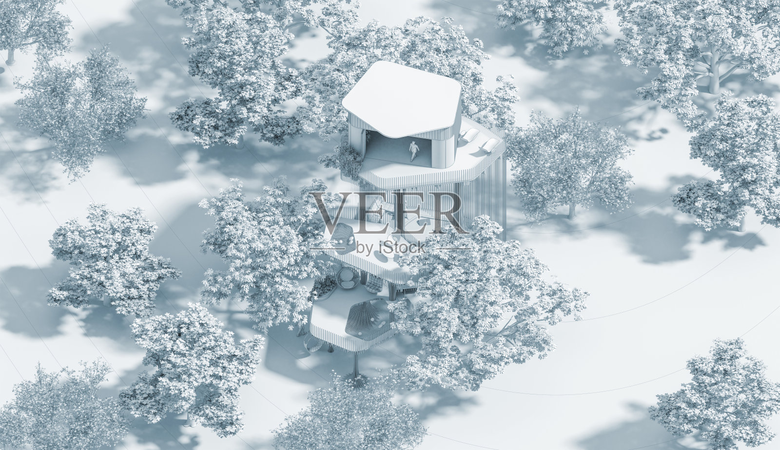 多层树屋,用于3d露营照片摄影图片